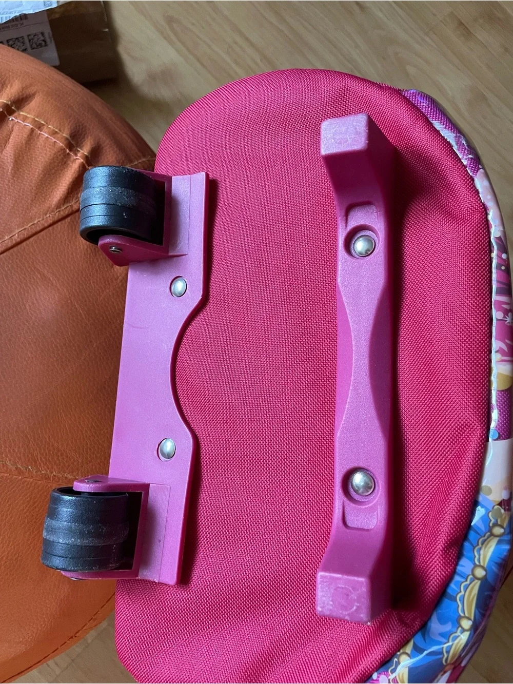 Pink Kids Rolling Trolley Bag with Dance Illustration